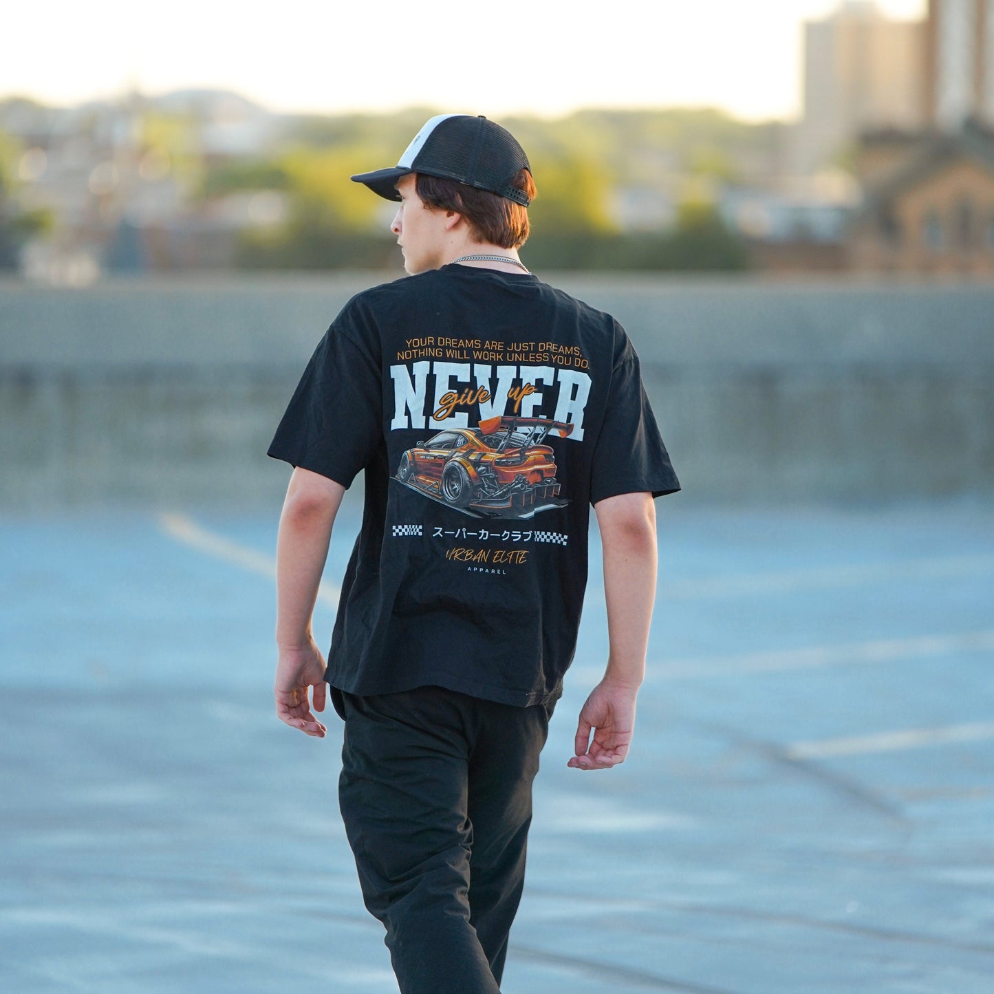 Never Give Up Oversized Tee